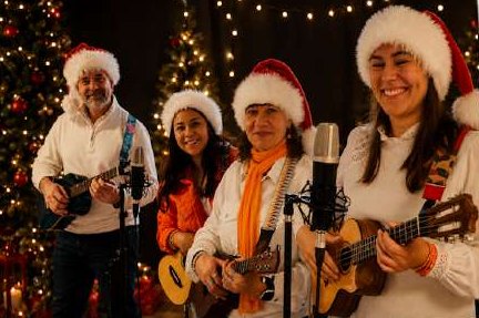 Au micro, en bonnets de Noël